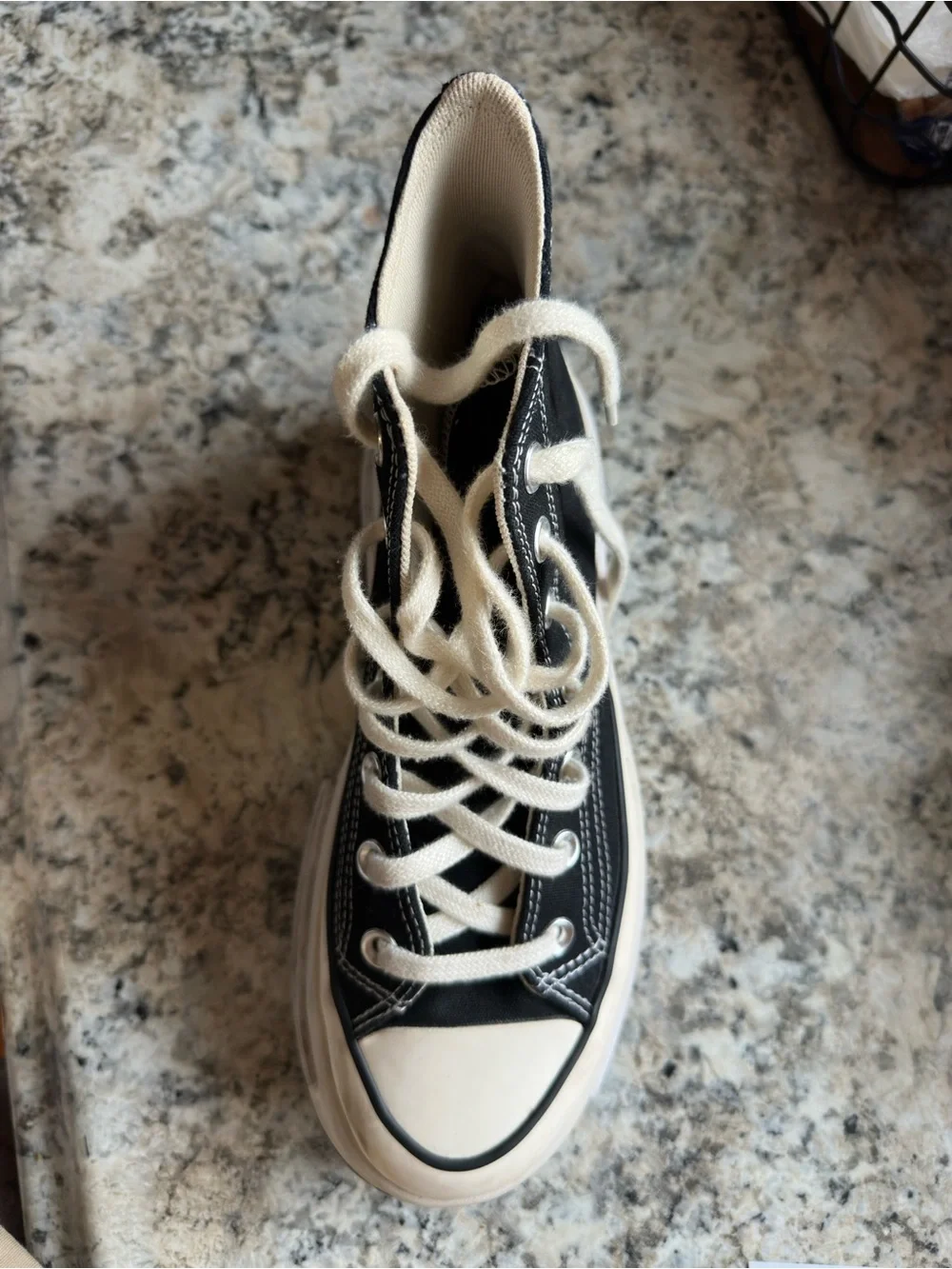 Converse Black and White Canvas Platform Sneakers - Picture 3 of 5